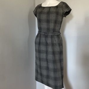 Vintage Plaid Gray Dress Lined in Size 4